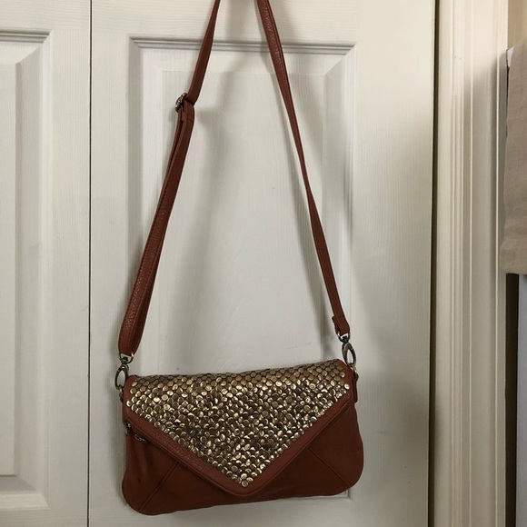 Gold studded cross body bag - Picture 3 of 6